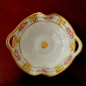 Vintage Hand Painted Morimura Nippon Serving Bowl Gilded in Gold